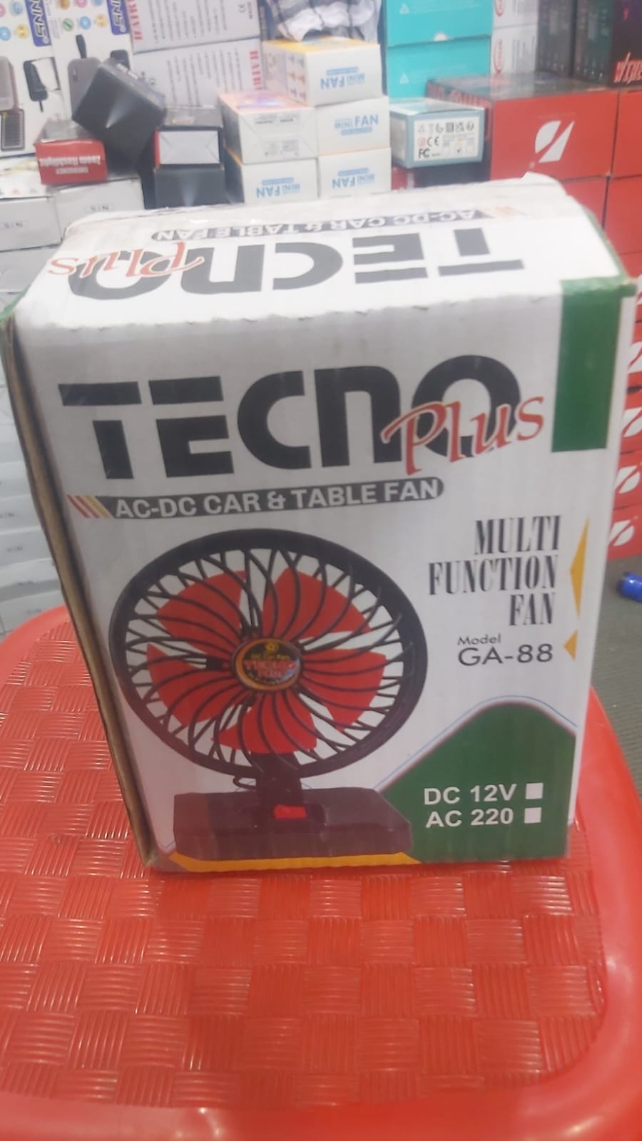 TECNO Plus GA-88 Portable AC/DC Table Fan – 12V Car & 220V Home Fan | Adjustable Mini Desk Fan for Office, Travel & Load Shedding | 8x6 Inches