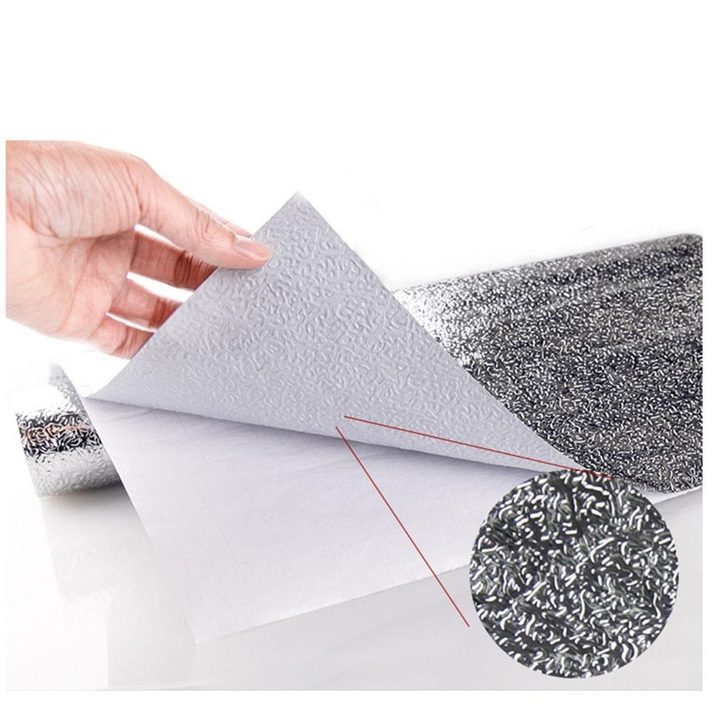 Self-Adhesive Kitchen Oil-Proof Sticker Roll | Waterproof Aluminium Foil Sheet | DIY Wallpaper 45×150cm