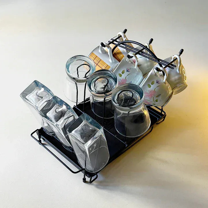 Durable Metal Cup & Glass Stand Rack – Space-Saving Countertop Organizer for Mugs, Cups, Plates & Glasses (Kitchen Drying Holder)
