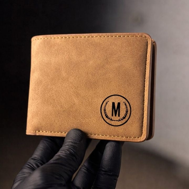 M / Logo Premium Slim Book Shape Leather Wallet for Men – Black