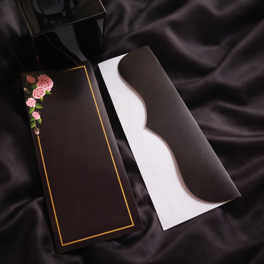 Premium Black Eidi Envelopes for Weddings & Engagements (15 Pieces) – Elegant Floral Card Cash Pack