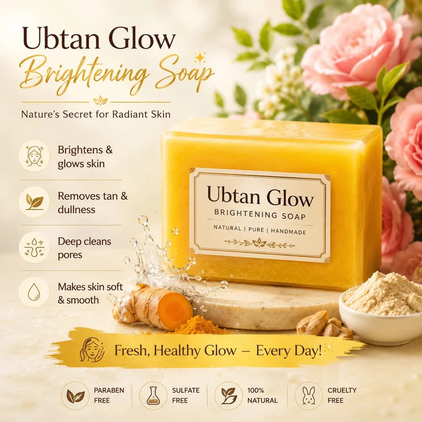 Ubtan Glow Brightening Soap – Handmade Organic Turmeric & Sandalwood Soap for Radiant Skin