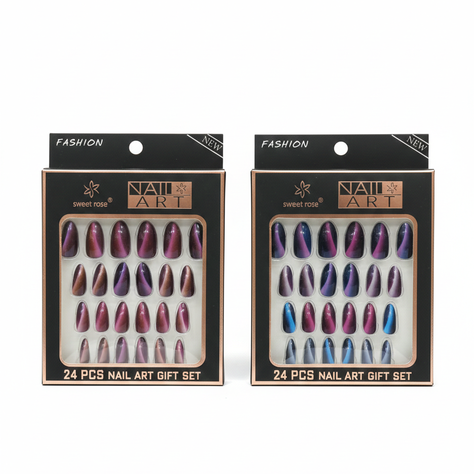 24 Pcs Professional Manicure Artificial Nails – Salon-Quality Press-On Nail Set