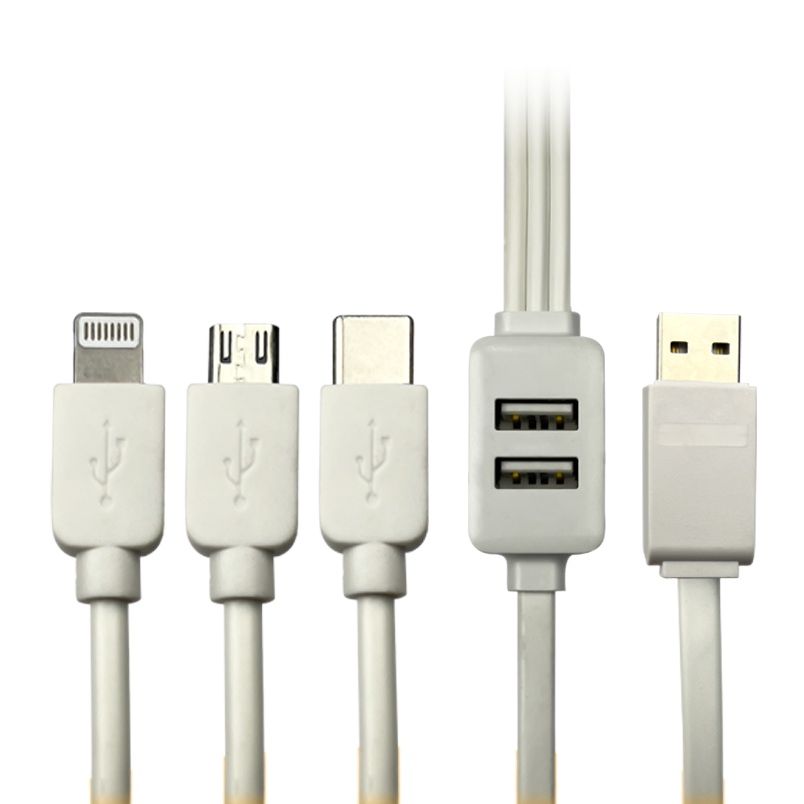 Vizo 5 In 1 Fast Data Cable Safety Fast Charging 5 In 1 Usb Port 3 Plugs And 2 Usb Ports Fast Data Cable