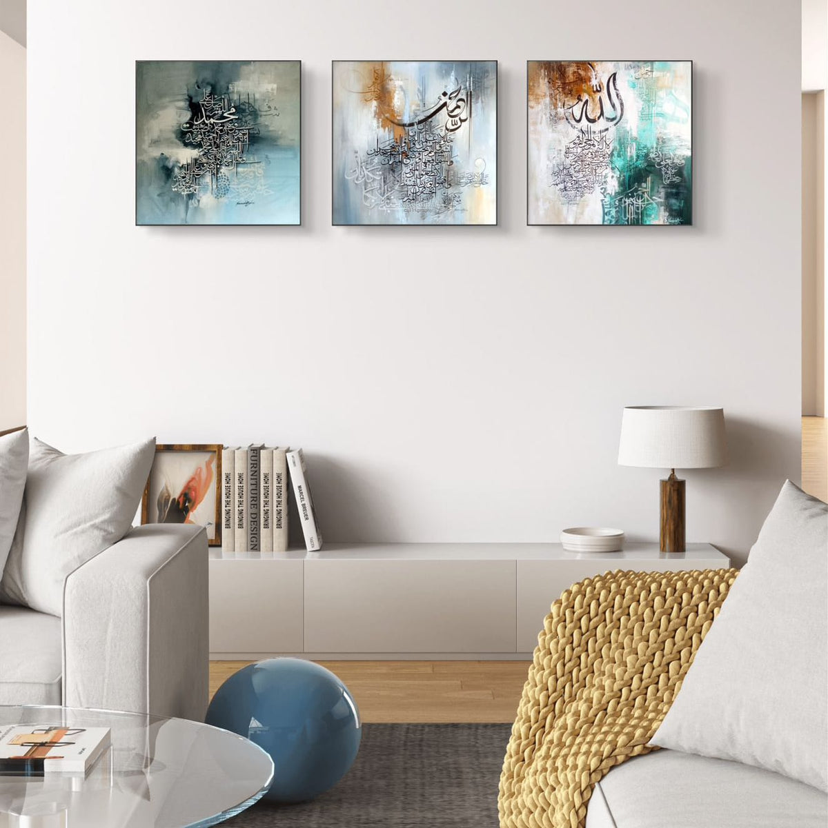 3Pcs Islamic Calligraphy Wall Frame Set Arabic Calligraphy Art For Bedroom And Drawing Room Decor Perfect Home Decoration Wall Frames