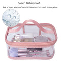 Cosmetic Organizer Makeup Brush Bag Cosmetics Transparent Multifunction Large Waterproof Portable Travel Makeup Cosmetic Bags (Pink Color)