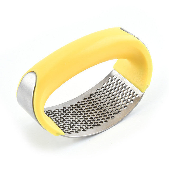 Manual Garlic Press Stainless Steel Handheld Ginger Garlic Curve Mincer Chopping Random Color 3