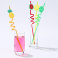 4Pcs Cartoon Lime Lemon Pineapple Watermelon Plastic Spiral Drinking Straws Children Random Color