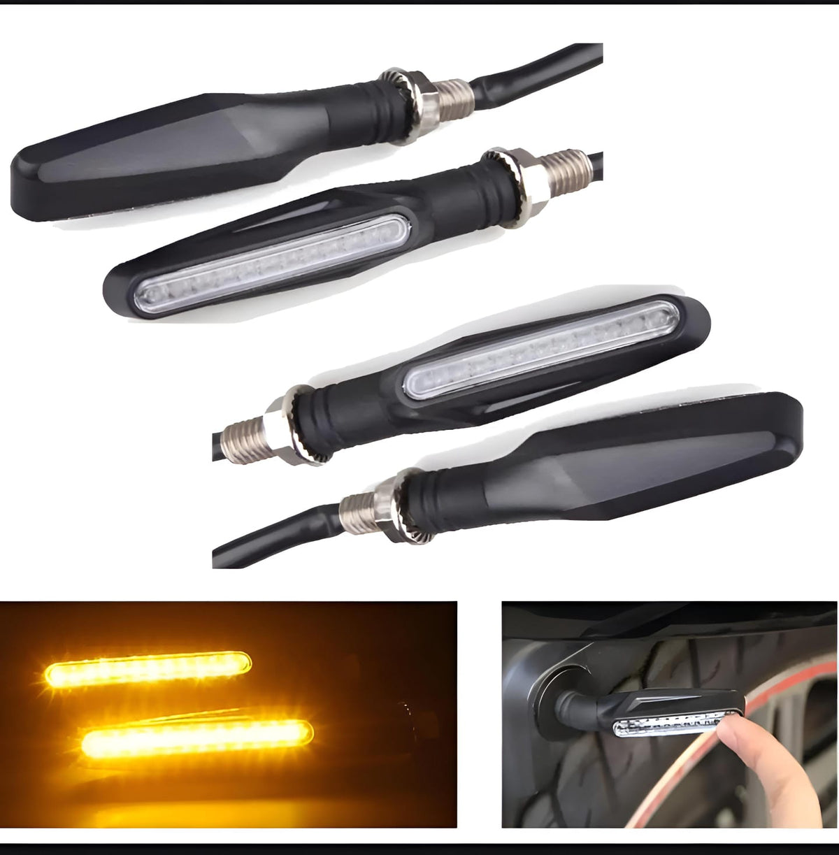 Pack Of 2 Pair4Pcs Audi Flow Style Led Motorcycle Turn Signals Indicator Amber Light