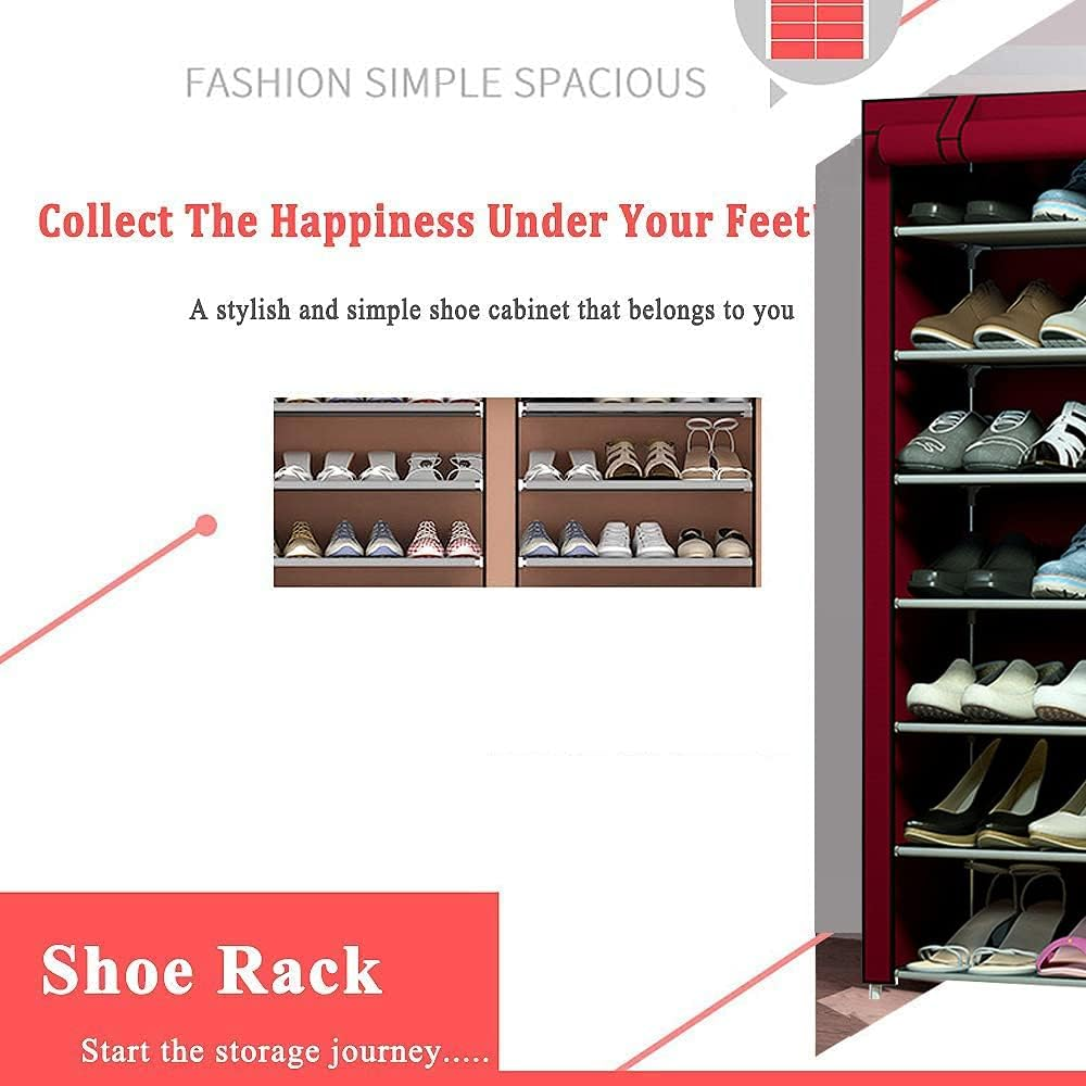 8 Layer Portable Waterproof Dustproof Shoe Rack Non Woven Shoe Rack Storage Bag Closet Household Shoe Storage Rack Storage Cabinet Random Color