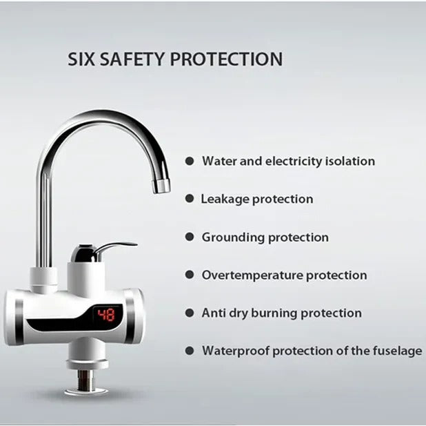 Electric Kitchen Instant Water Heater Tap – Instant Hot Water Faucet | Fast Heating Tankless Faucet