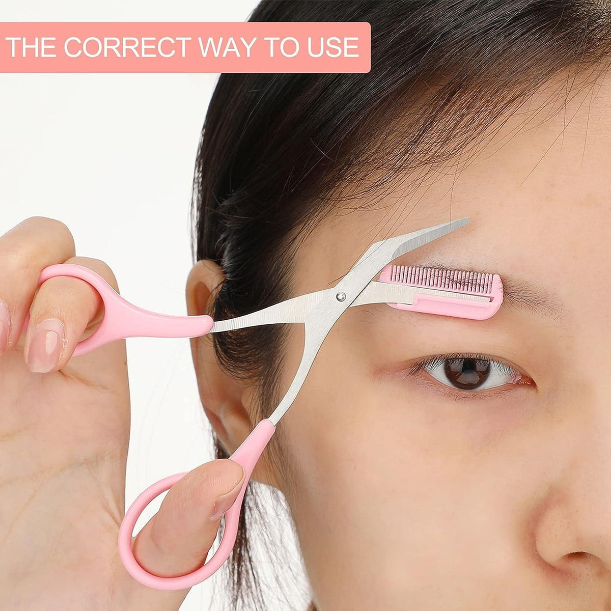 Eyebrow Scissors with Comb | Precision Cutting Scissors for Eyebrow Shaping & Grooming (Random Colour)