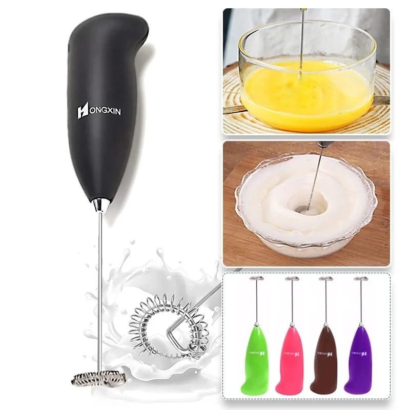 Cell Operated Coffee Beater Milk Drink Egg Whisk Mixer Foamer Mini Handle Stirrer Practical Cooking Tool Kitchen Gadget (Random Color)
