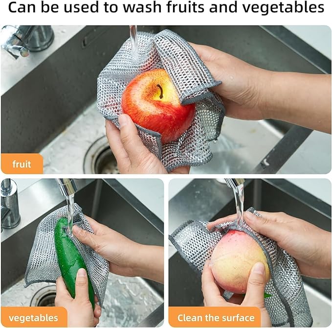 Durable Wire Dish Washing Cleaning Cloth Heavy Duty Scrubbing Rugs For Kitchen Dishes Utensils Amp Cookware Pack Of 10