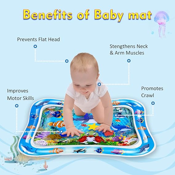 Inflatable Leakproof Tummy Time Water Mat For Kids Safe Fun Baby Play Mat Random Color