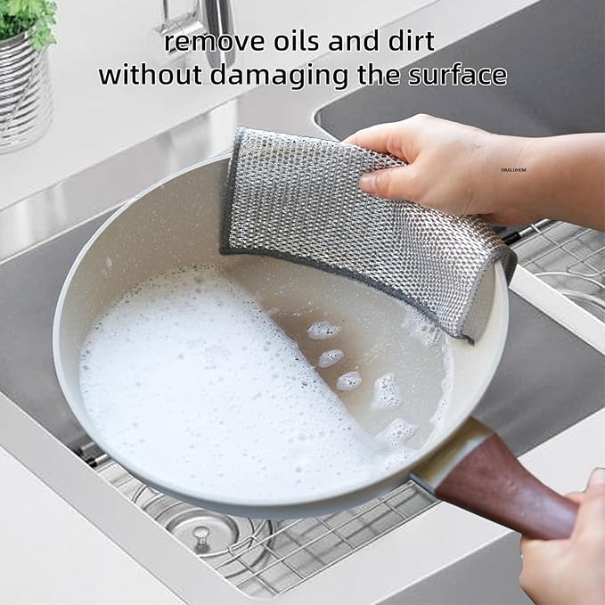 Combo Deal Disposable Food Cover Plastic Wrap 100 Pcs 2 Pcs Dishwashing Rug Reusable Elastic Food Storage Covers Amp Metal Wire Dish Washing Rugs For Kitchen