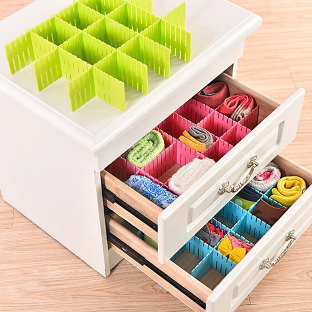 Pack of 4 Plastic Drawer Dividers – DIY Adjustable Partition Boards for Cabinets, Wardrobes & Household Storage.(Random Color)