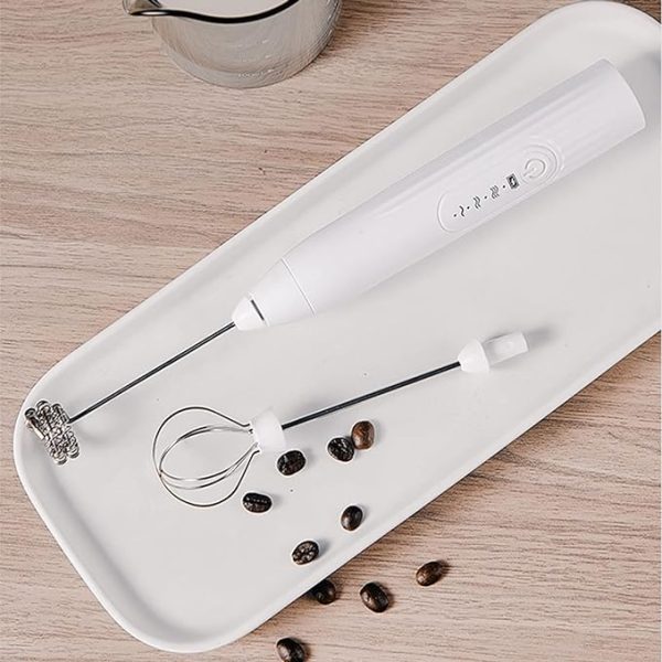 2 In 1 Electric Milk Frother Whisk Egg Beater Usb Rechargeable Coffee Blender Household Milk Shaker Mixer Foamer Food Blender Random Color