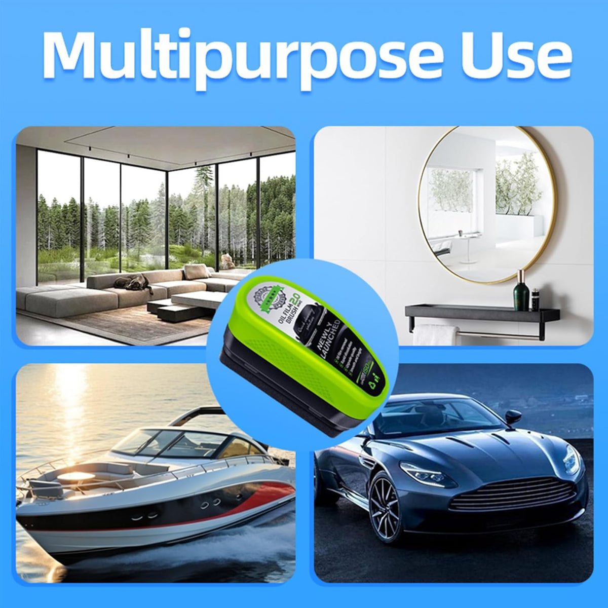 1Pc Oil Film Brush 2.0, Clear Vision Glass Cleaner, Clearview Shield Clear Vision Windshield Cleaner, Oil Film Cleaning Brush for Car Windows 150ML