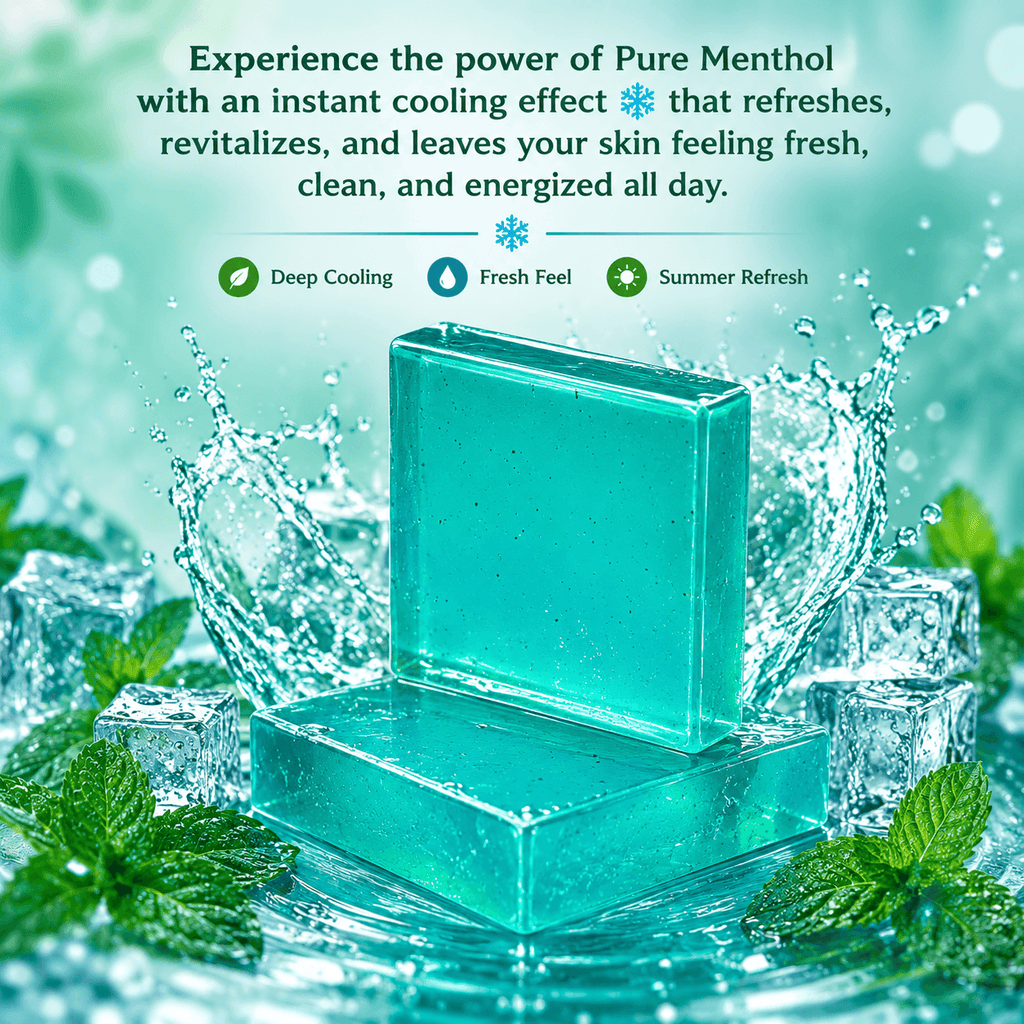 Menthol Cooling Soap Bar | Instant Cooling & Refreshing Bath Soap | Deep Cleansing, Long-Lasting Freshness & Odor Protection | Summer Cooling Soap