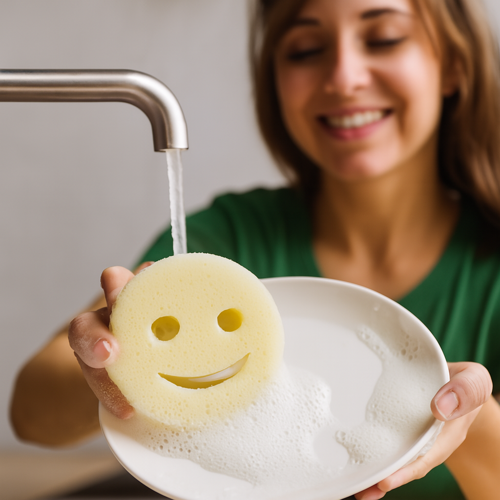 Smiley Face Scrub Sponge – Mr. & Mrs. Scrub | Gentle on Surfaces, Tough on Messes