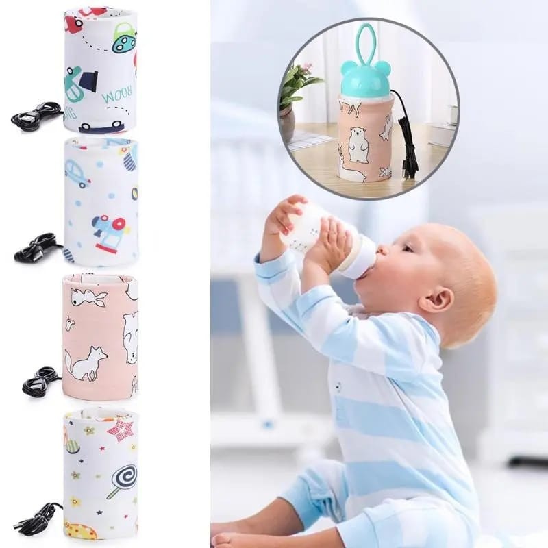 Portable USB Feeder Warmer Pouch | 42°C Constant Heating | Easy‑to‑Carry | Random Design