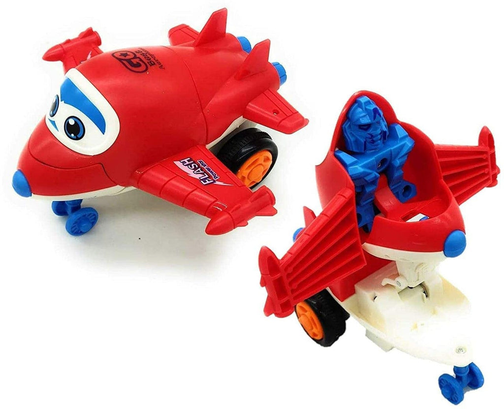 Transforming Aeroplane Friction Toy For Kids With Quick Character Change High Quality Abs Material And Fun Play (Random Color)