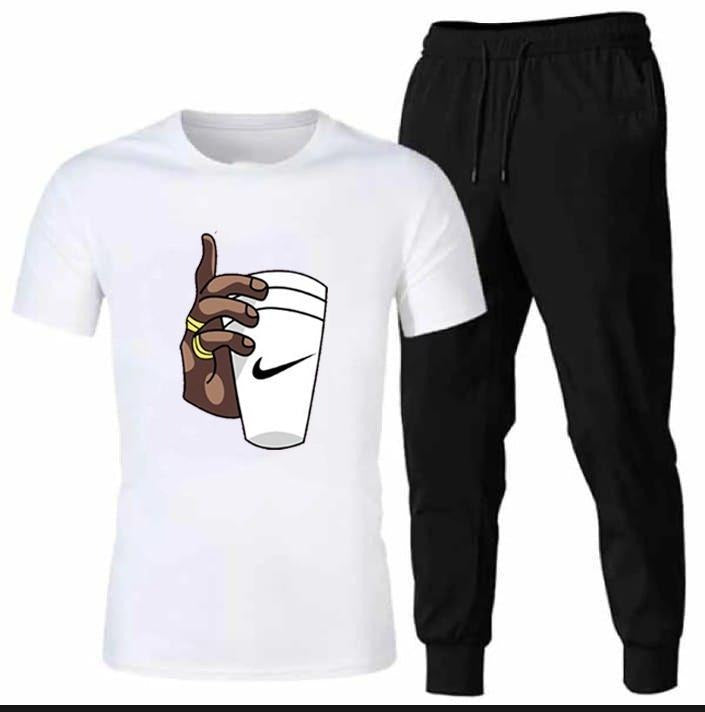 Premium Micro Men’s Tracksuit Cup Hand Print – Comfortable Sportswear | Gym & Workout Suit - Black Medium