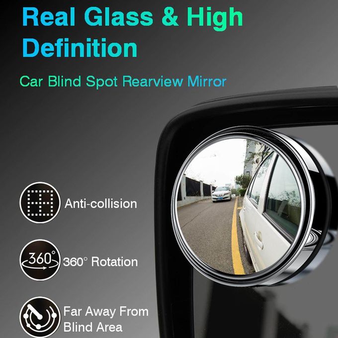 2Pcs Round Blind Spot Mirrors Wide Angle Lens For Enhanced Rear And Side View Visibility Convex Mirror For Cars Suvs And Trucks Universal Fit Safety Accessory Glass Material
