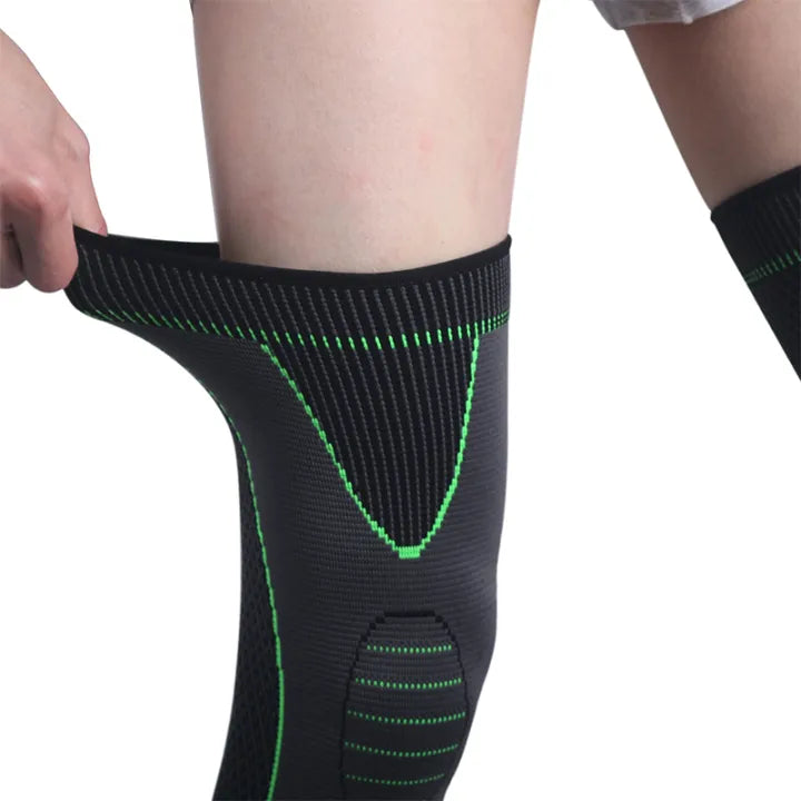 1 Pc Compression Knee Pads Support Sleeve Protector Elastic Kneepad Brace Spring Support Volleyball Running Silicone Long Full Legs Sleeve Arthritis Running Gym Sport High Quality