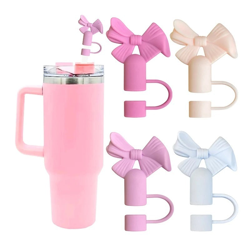 Buy 1 Get 1 Free – Silicone Straw Cover Cap for Stanley Cup | 10mm 3D Bow & Animal Straw Topper | Dust-Proof, Reusable Drinking Straw Tips