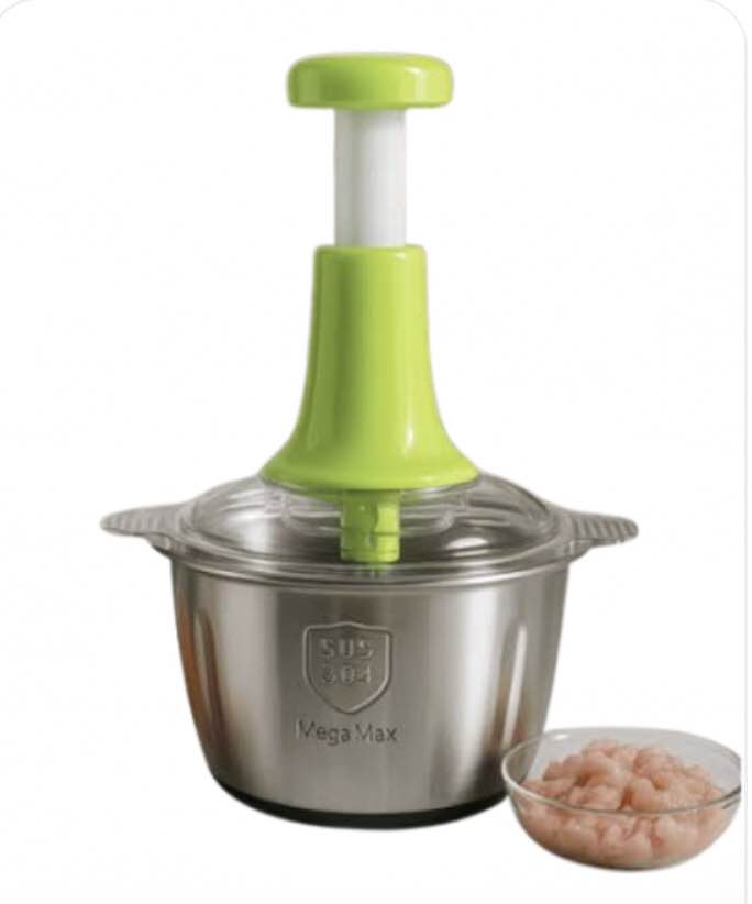 2L Manual Food Chopper | Stainless Steel Push Chopper | Kitchen Multi-purpose Vegetable and Nuts Chopper
