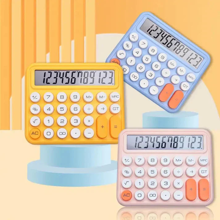 12 Digits Keyboard Style Calculator Mechanical Buttons For Desktop Financial Accounting Cell Operated Random Color