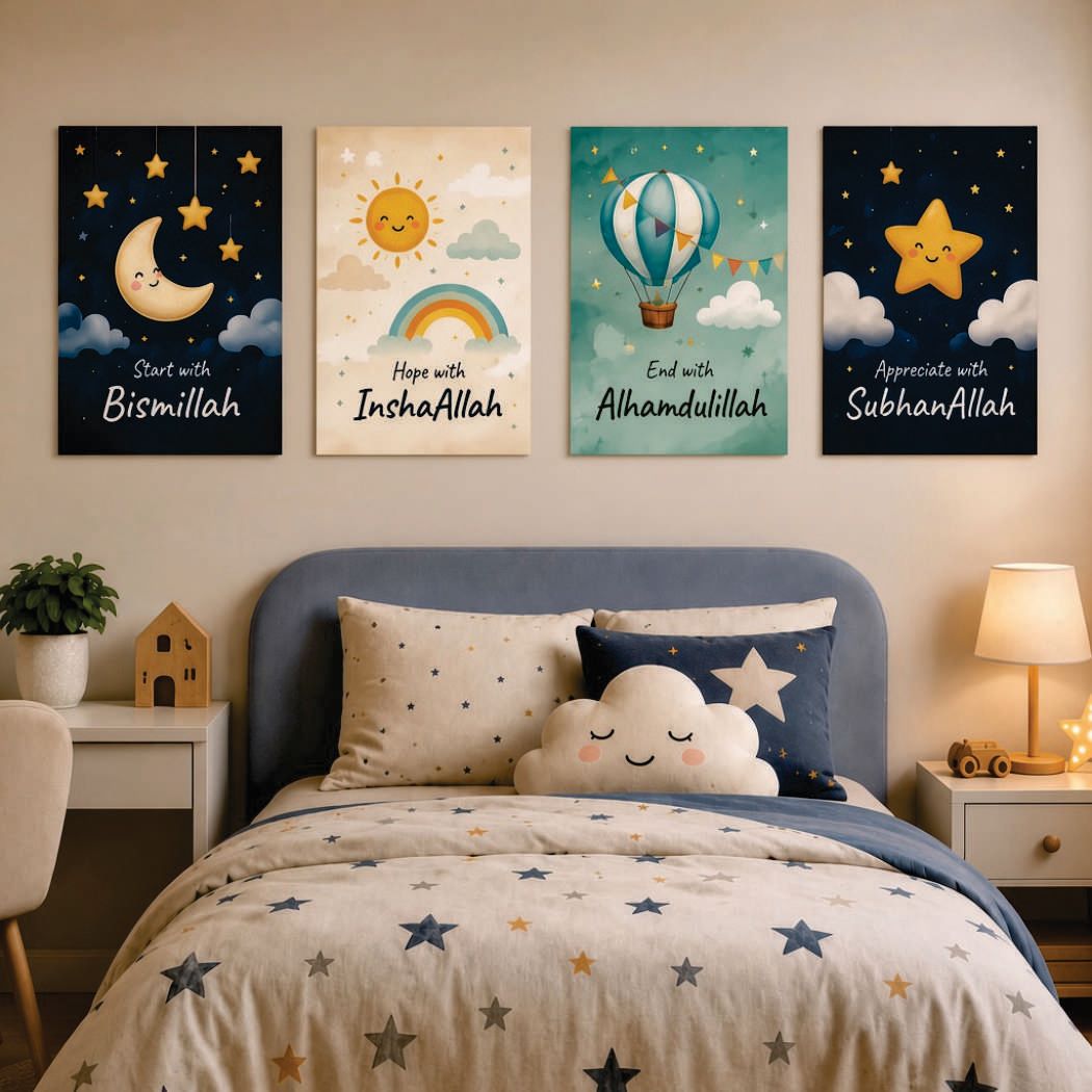 Set of 4 Premium Wall Art Photo Tiles – Modern Home Decor Sets 8x11