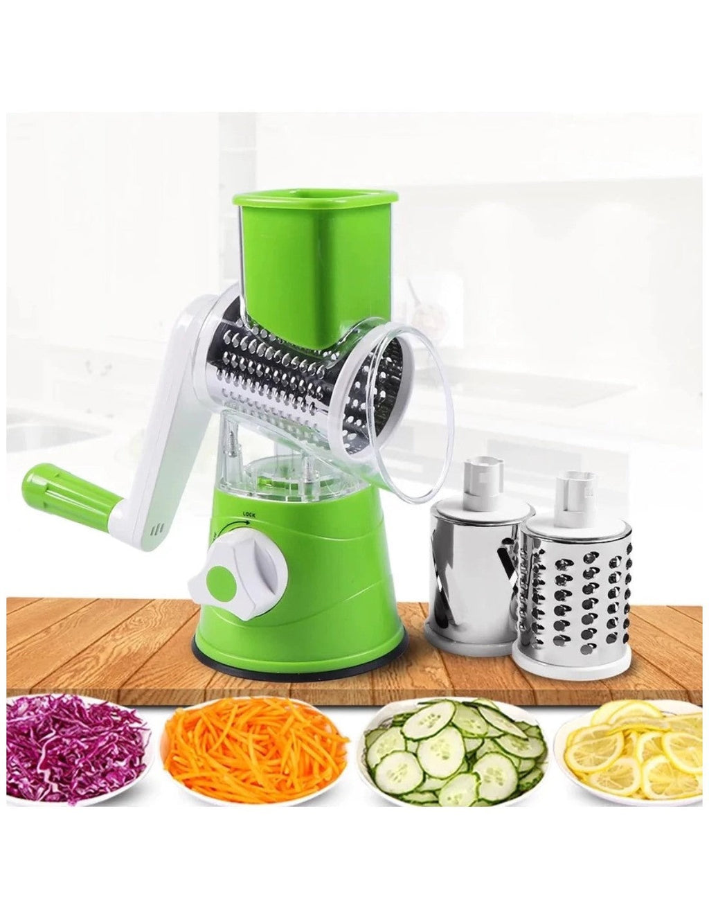Manual 3‑in‑1 Vegetable Cutter & Drum Grater | Round Slicer | Multifunctional Kitchen Gadget