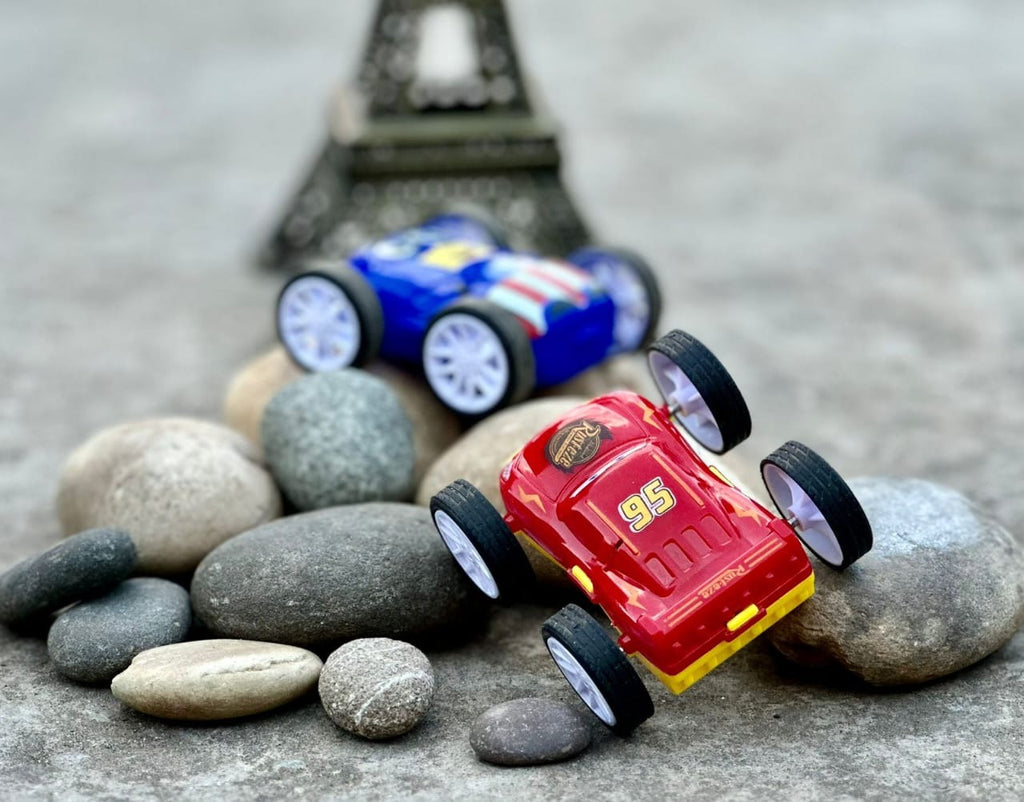 360° Stunt Car Toy - Double-Sided Flip Action, Friction Powered, Cartoon-Themed Racer - Durable & Safe Kids Toy Car - Indoor & Outdoor Fun (Random Colour)