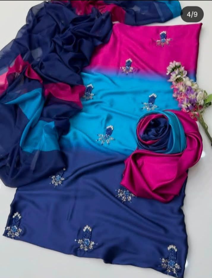 Shamooz silk 3 piece handwork embroidery suit (unstitched)