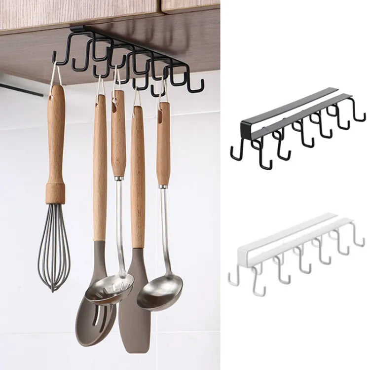 10 Hooks Mug Cups Wine Glasses Storage Hooks Kitchen Utensil Ties Belt And Scarf Organizer Hanging Hook Rack Holder Under Cabinet Closet Random Color