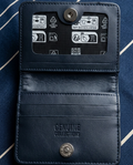 Premium Leather Button Wallet – Camel Brown, Blue & Black - Blue