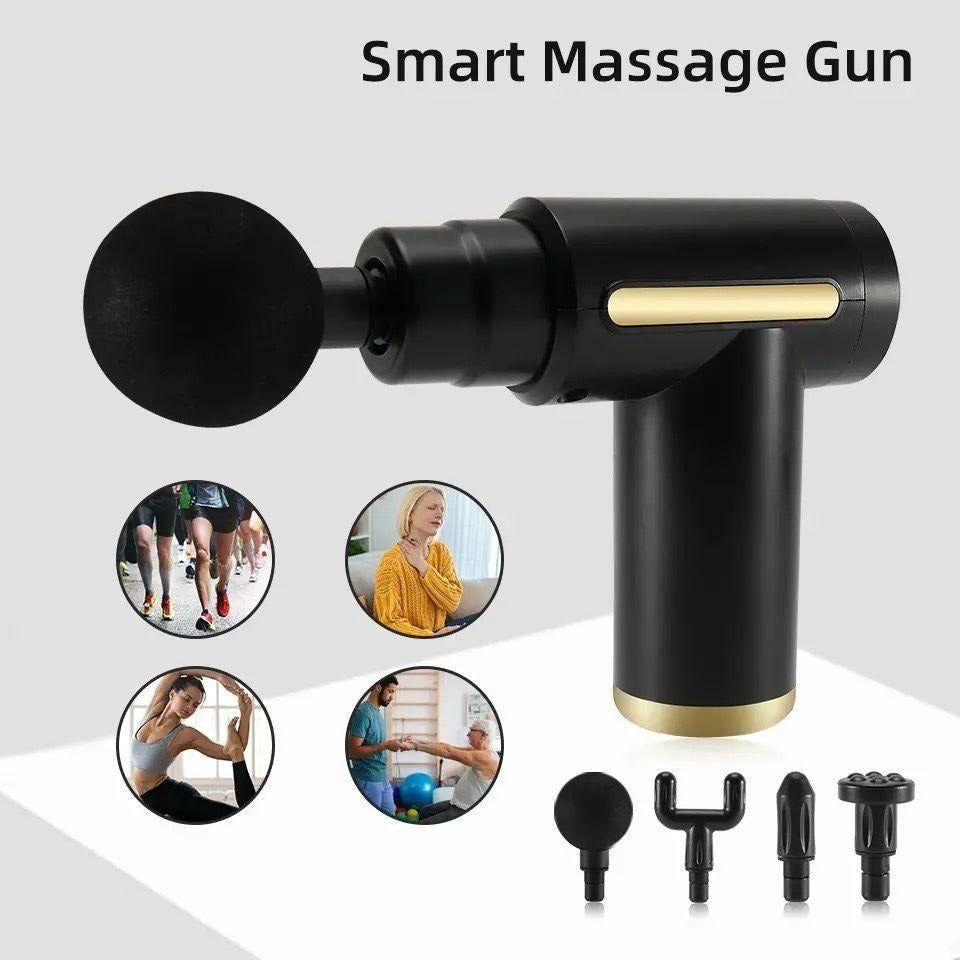 4-in-1 Massage Gun | Deep Tissue Percussion Massager with 4 Attachments | Handheld Electric Muscle Therapy Device