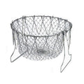 Stainless Steel Multi-Functional Foldable Chef Basket – Deluxe Kitchen Colander, Mesh Steam, Rinse, Strain & Fry Basket