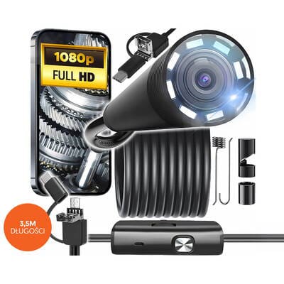 USB Endoscope Mini Hidden Camera 1080P with 8 Adjustable LED Lights & 5M Waterproof Cable