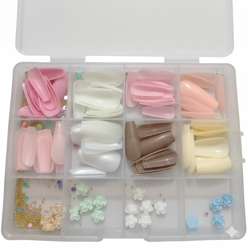 96 Pcs Artificial Nails With Beads – Multicolor Nail Art Decoration Set Made From Premium ABS Plastic, Perfect For Stylish DIY Manicure Designs
