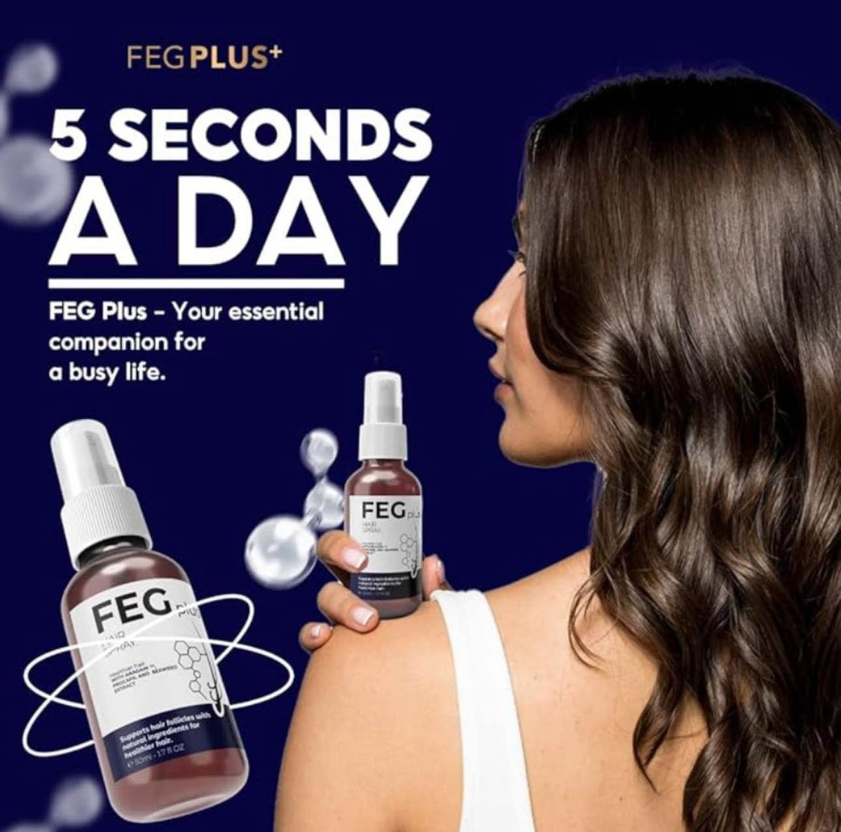 FEG PLUS Hair Growth Serum & Spray – 50ml Advanced Formula for Men & Women, Stronger, Thicker Hair