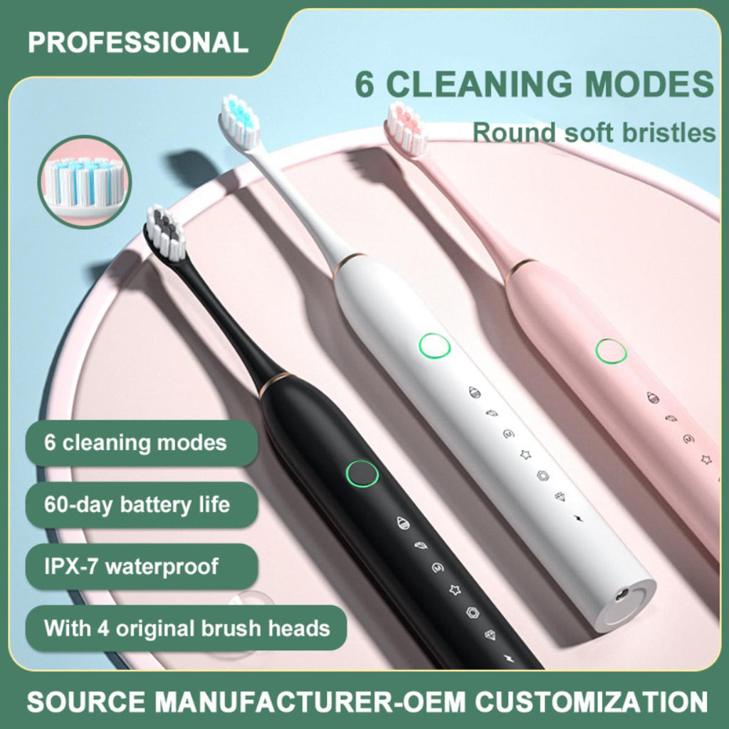 Rechargeable Electric Toothbrush With 2 Extra Heads |  USB Charging Rechargeable Total Washable Electronic Whitening Teeth Brush for Oral Care | Teethbrush