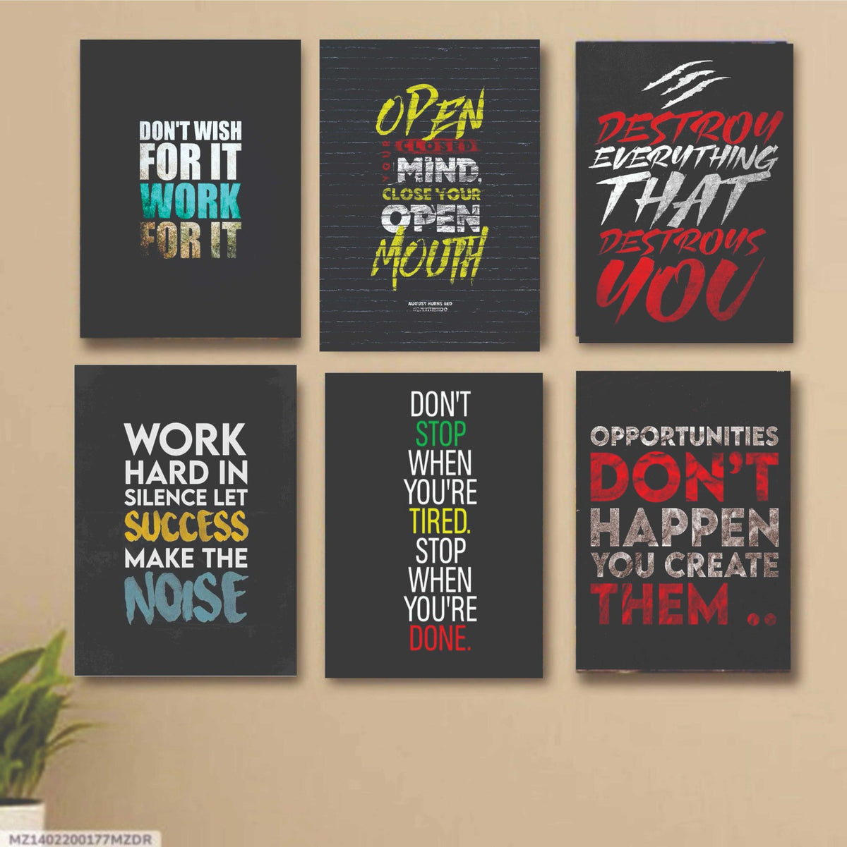 6 PC Motivating Quote Wall Decor Cardboard Phototiles Durable Elegant Stylish Inspiring Home And Office Art - 8*11