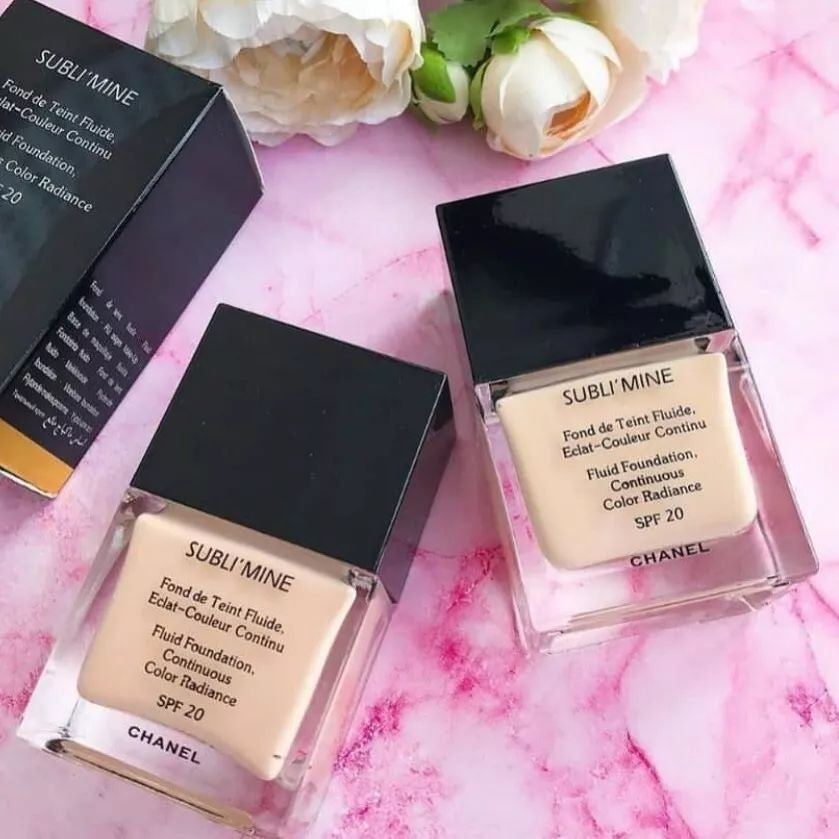 Chanel Sublimine Fluid Foundation Continuous Color Radiance SPF 20 Shade 101 Exact Champagne Long Lasting Smooth Finish 75ml
