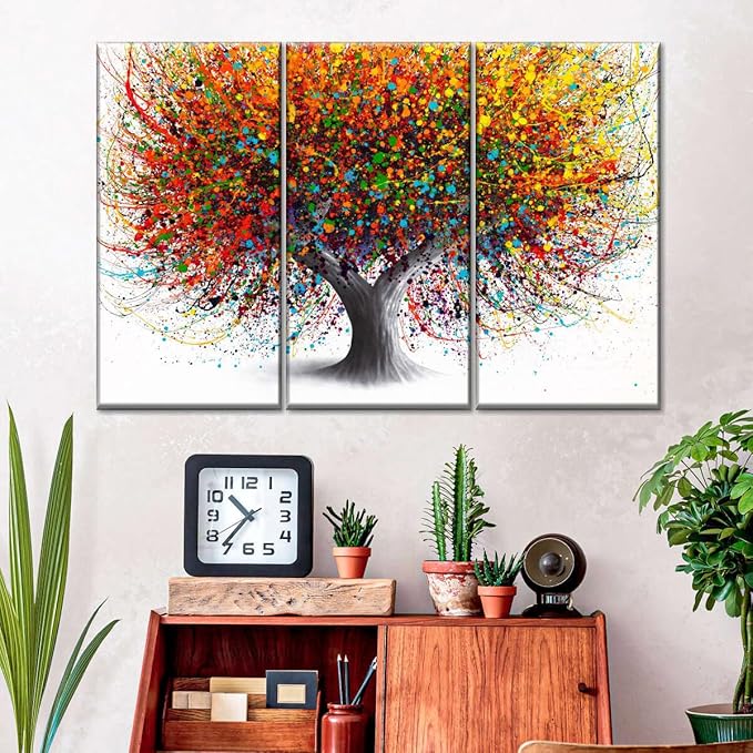 Fotocraft Tree Of Festivity Absttract 3 Piece Canvas Wall Art Paintings Print For Bedroom Living Room Bathroom Home Office Interior