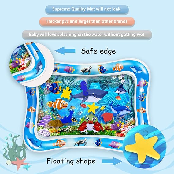 Inflatable Leakproof Tummy Time Water Mat For Kids Safe Fun Baby Play Mat Random Color