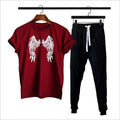 Premium Micro Men’s Tracksuit Angel Print – Comfortable Sportswear | Gym & Workout Suit - Black Medium